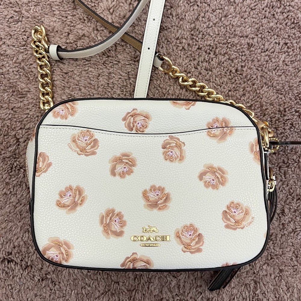 Coach White and Pink Floral Crossbody Bag
